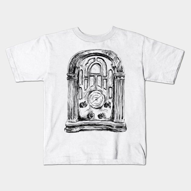 Vintage Radio Print Kids T-Shirt by rachelsfinelines